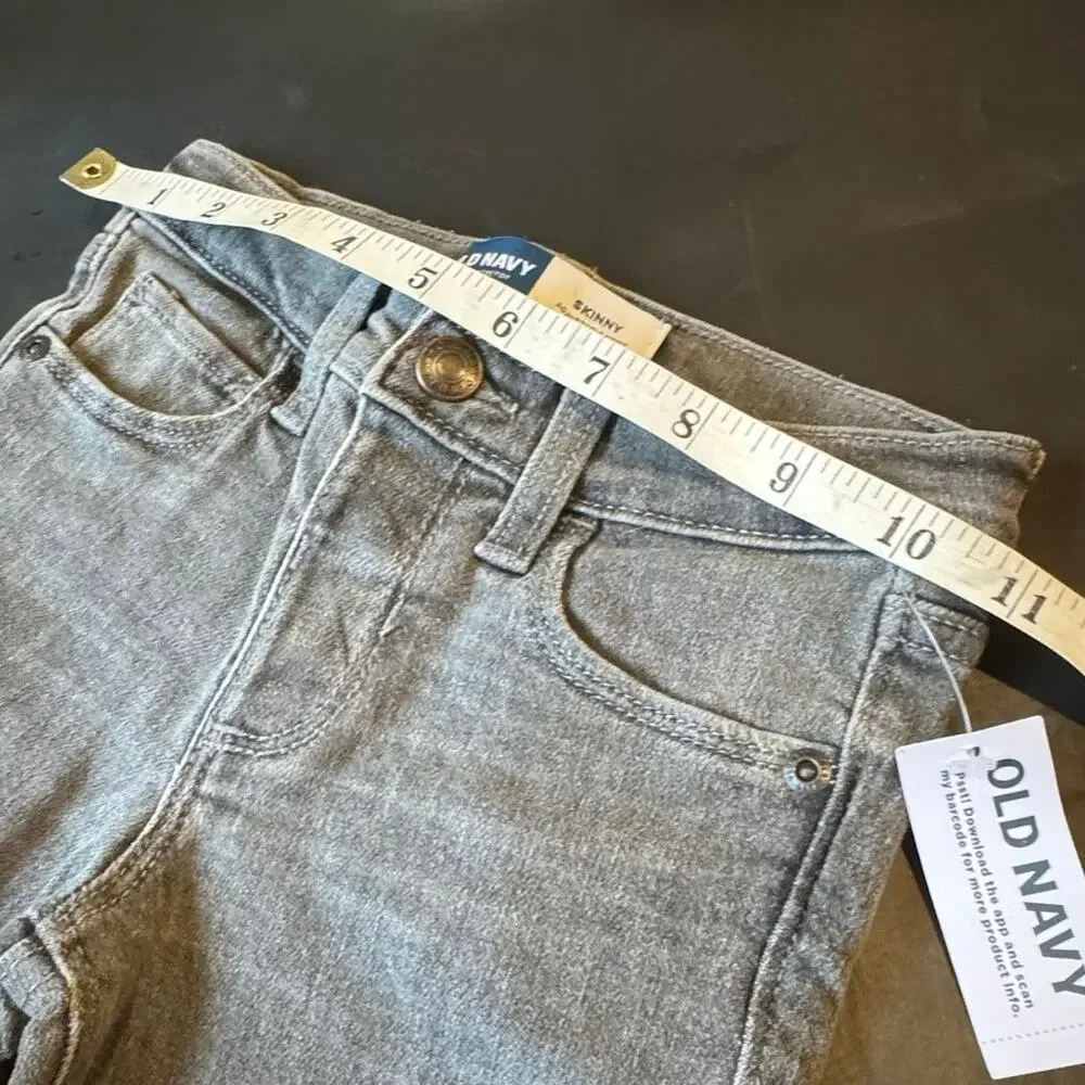 Old Navy Toddler Girls Gray Distressed Skinny Jeans 3T Adjustable Waist NWT